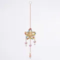 Colorful crystal star pendant with golden wire wrap and teardrop crystal prism decoration - Gold Wire Wrapped - Pentagram