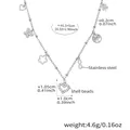 Collar de doble capa en acero inoxidable con colgantes de corazón, estrella y trébol oro - Estilo de Símbolo Multielemento (P867) / 41+5cm / Color Acero
