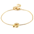 Elegant gold chain bracelet featuring a letter P pendant set with clear cubic zirconia stones - Letter Q Style (KB117710-KLB)