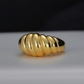 Minimalist S925 sterling silver pupa-shaped open ring in polished gold finish - Adjustable Size 14 / 18K Gold