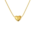 Golden heart pendant necklace with embossed letter E on a classic snake chain - Letter E (Snake Chain)