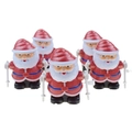 Set of five cute red and white Santa Claus wind-up plastic walking toys for Christmas gift - Wind-up Skiing Santa Claus