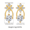 Detailed size chart for 18K gold plated crescent earrings with cubic zirconia stones - Cross Flower (KE1509)