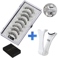 Reusable 5-magnet eyelash kit with eyeliner and applicator clip in style MB17K-5 - MB17K-5 / 5 Pairs Eyelashes + White Clip