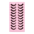 10 pairs of natural criss-cross black false eyelashes in a pink display tray - DH06-04 (Russian Volume)