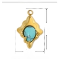Detailed dimension guide for golden sun pendant with blue stone, 20mm height and 13mm width - YE102-Teardrop Gold Base Sky Blue Stone