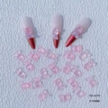 Vista macro di ciondoli per unghie orsetto 3D in resina rosa glitterata 8x10mm - YD-317# Rosa Glitter