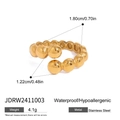 Waterproof gold stainless steel beaded ring with unique hypoallergenic spherical texture - Gold Metallic Bead Ring(JDRW2411003)