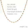 Detailed macro view of 18k rose gold plated stainless steel necklace chain links - 42+4+4cm / Rose Gold