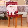 Santa Claus themed Christmas chair cover in red and white with 3D embroidery detail - Red Grid Santa Style 203A