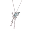 Detailansicht der blauen Schmetterlingshalskette mit Perlen und Zirkon-Quasten - Silber Blauer Edelstein Stil (Stil 2)
