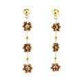 Bohemian 18K gold plated stainless steel drop earrings with brown crystal flowers - Bronze