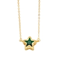 Sternanhänger Halskette mit grünem Edelstein in Goldfassung an einer feinen Kette - Grün