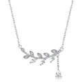 S925 sterling silver necklace with leaf design and sparkling zirconia pendant - Type B Necklace