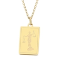 Collier avec pendentif rectangulaire signe du zodiaque Balance en acier doré - Balance
