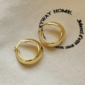Retro thick hollow hoop earrings in polished gold finish for a minimalist chic look - Simple Chunky Hoop