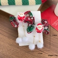 Set di fermagli natalizi con fiocchi a quadri e figure di Babbo Natale festivo - 8-Fermaglio con Nappine Babbo Natale