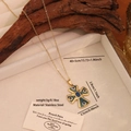 Collana a croce vintage in acciaio inossidabile dorato con pietre blu e smalto verde - 3# Croce