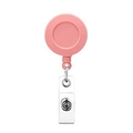 Pink retractable ABS ID badge reel with belt clip and flexible vinyl strap for card holder - Pink