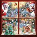 Christmas static window stickers set featuring Santa, snowmen, and gingerbread house - 4-Pack Set Christmas Tree & House (BQ484+485+487+488)