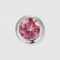Pink round birthstone charm pendant with polished stainless steel bezel setting - Birthstone Pendant / July Rose Red - Silver