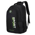 Zwarte Oxford stoffen rugzak met neon groen sport logo en ergonomische mesh banden - Groen