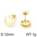 Klassische 12mm Hohl-Smiley-Ohrstecker aus 18K vergoldetem Edelstahl für Damen - Smile Face Ohrstecker (KE84606-K) / Gold