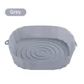 Reusable grey round silicone air fryer liner tray with heat-resistant side handles - Gray