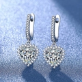 Sparkling S925 sterling silver heart-cut moissanite drop earrings in silver finish - A Pair Of Platinum-gold Leds-166