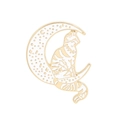 Broche chat doré sur lune avec détails en émail blanc et accents d'étoiles pour femmes - Blanc