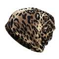 Snood et bonnet en maille imprimé léopard polyvalent en faux cachemire pour l'hiver - M / Imprimé léopard