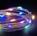 Multicolor LED copper wire fairy lights with vibrant glowing micro bulbs for festive decor - 2m 20LED (2xAA Steady+Flash) / Colorful