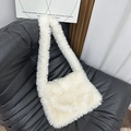 Chic white faux fur shoulder bag with a soft plush texture and spacious design - White
