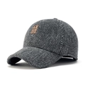 Berretto da baseball invernale termico per anziani in tessuto grigio melange e pelle - Grigio