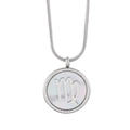 Silver Virgo constellation necklace with white mother of pearl pendant and snake chain - Virgo