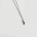 Elegant silver chain necklace with a purple marquise-cut gemstone pendant on a white background - Purple (Silver)