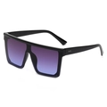 Occhiali da sole squadrati oversize con montatura nera e lenti sfumate viola-blu - Montatura Nera Sfumato Grigio-Blu