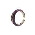 Fashionable adjustable gold-plated copper ring with purple enamel and zircon stones - Adjustable Open / Purple