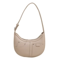 Sac sous le bras beige à texture litchi avec rivets décoratifs et doubles poches avant - Kaki