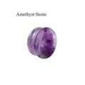 Polished natural amethyst stone ear plug with authentic purple mineral textures - Amethyst
