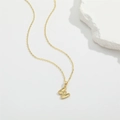 Gold minimalist necklace featuring a letter E pendant with honeycomb texture pattern - Letter W