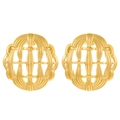 Elegant 18k gold plated stainless steel stud earrings with woven round hollow design - 18K Gold Plated Round Hollow Woven (K-336)