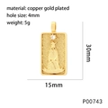 Detailed specs of gold plated copper tarot pendant with dimensions and 5g weight - The High Priestess