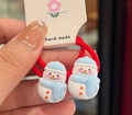 Christmas hair ties featuring cute snowmen with blue hats and red elastic bands - Red Rope Blue Hat Snowman