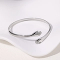 Bracciale rigido aperto in acciaio inossidabile argento con mani che si abbracciano - Color Acciaio