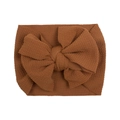 Detail of brown baby headband with a soft oversized knit bow on a white background - Dark Coffee