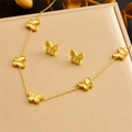 Set gioielli a farfalla dorata con collana con pendente e orecchini a lobo coordinati - Set Collana Orecchini (N2925)