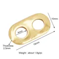 Detailed macro view showing 18x10mm gold polished metal pill-shaped connector dimensions - Pig Nose Link / Gold