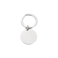 Detailed view of polished stainless steel round tag keychain with blank DIY surface - Steel Color (MP103)