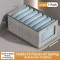 Grey herringbone fabric storage box with clear window and steel frame support, 40x27x17cm size - Front Transparent Window / Grey Ant Pattern